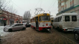 ЧП около Привоза: трамвай сошёл с рельсов