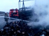 На "киевской" трассе сгорела фура с посудой (фото)