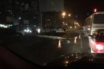 В результате аварии иномарка повалила столб В результате аварии иномарка повалила столб