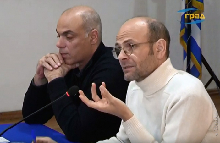 Стаматис Эфстатиу и Софронис Парадисопулос на презентации проекта в Греческом фонде культуры