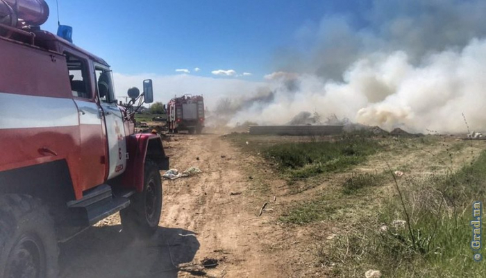 Пожар под Одессой: горит свалка в районе Таировского кладбища