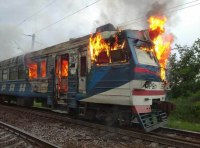 На  Одесской железной дороге горел электропоезд