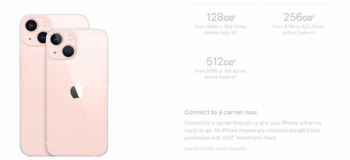 Базовая память iPhone 13 Фото: iloumge.ua