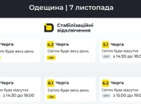 График стабилизационных отключений света в Одессе