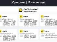 стабилизационные отключения света в Одессе 13 ноября