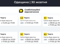 График стабилизационных отключений в Одессе